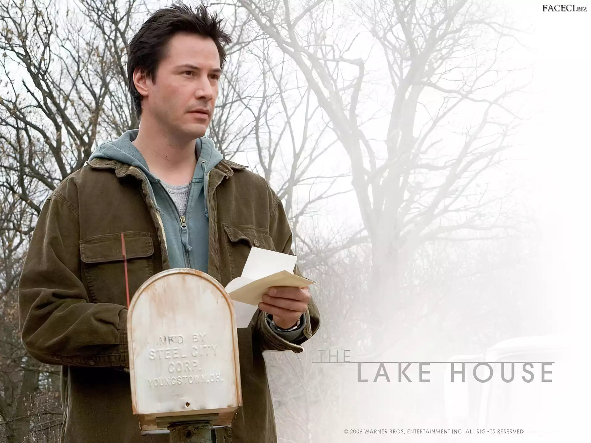 drzewa, mgła, Keanu Reeves, The Lake House, list
